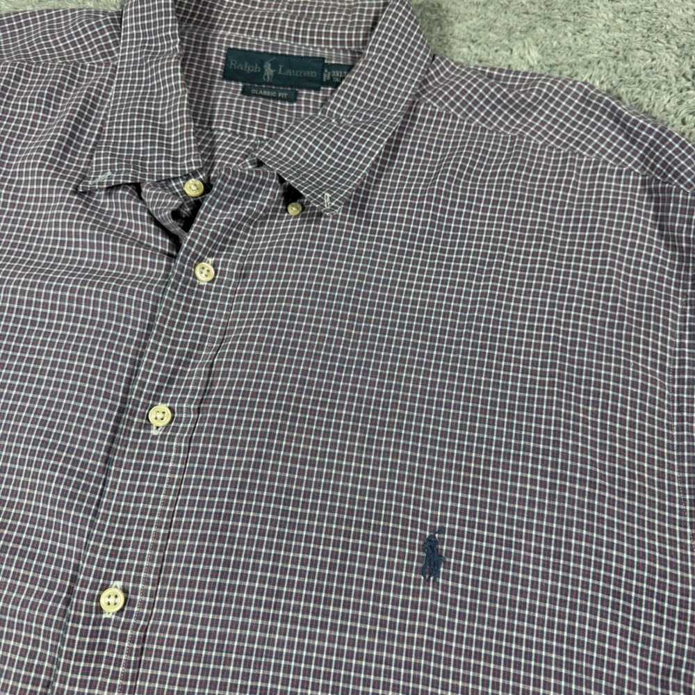 Vintage Polo Ralph Lauren Button Shirt Mens 3XLT Multicolor Plaid Short Sleeve